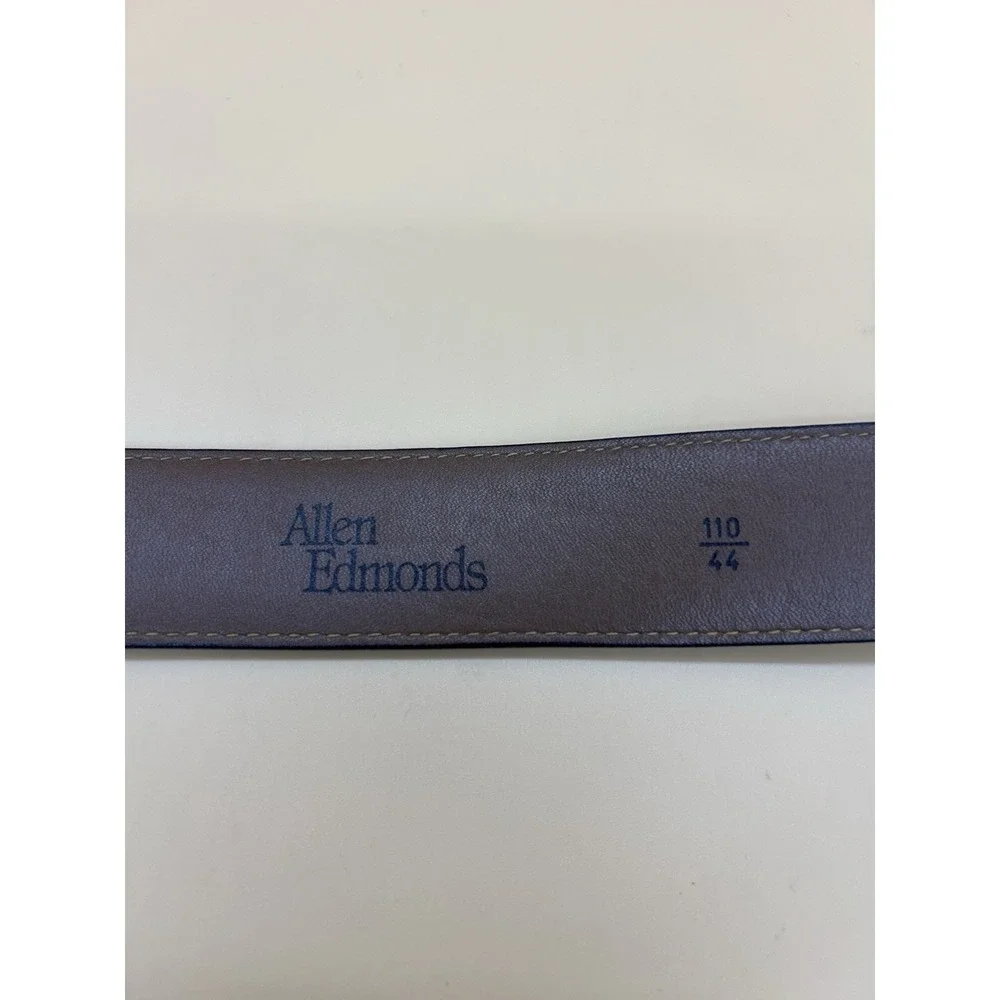 Allen Edmonds Dark Brown Calfskin Leather Dress Belt Silver Buckle Size 44 39057
